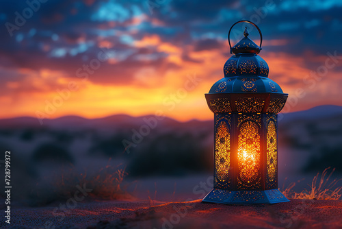 lantern in the desert, AI generated