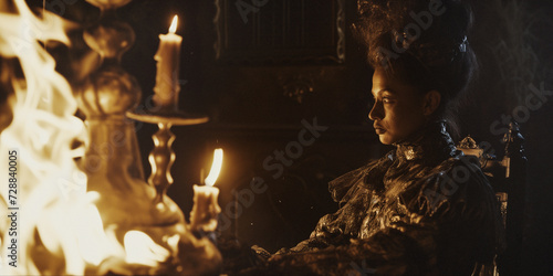 a black vampire queen in a cinematic setting