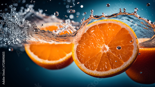Soczyste pomarańcze zanurzone w wodzie