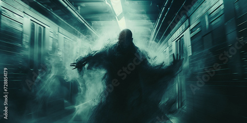 a CGI smoke monster from a movie stalks the subway