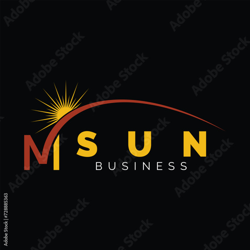 Initial Letter M Swoosh Sun Icon Logo Design Template