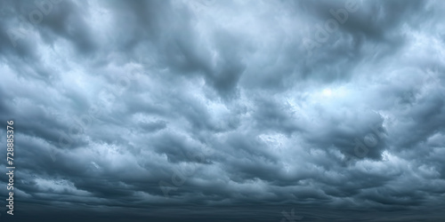 Panorama view of overcast sky. Dramatic gray