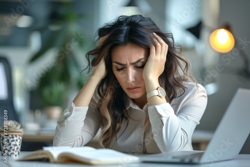 woman experiencing stress and fatigue at work