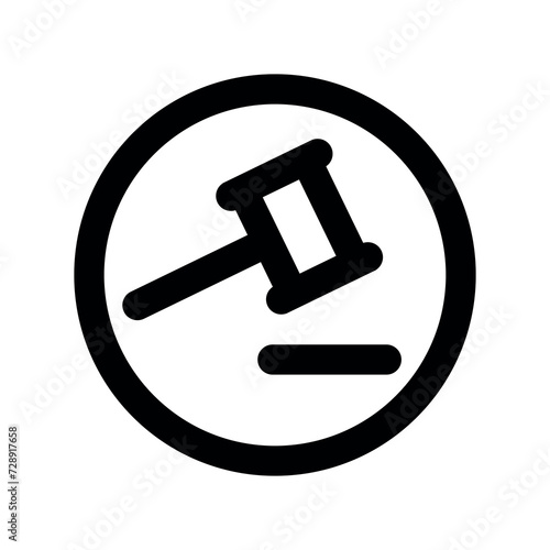 Judge gavel icon. Symbol of justice, decision, sentence or trial. Attribute of laws, lawyer or auction and bidding.