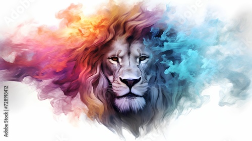 low poly lion vector isolated with smoke illustration