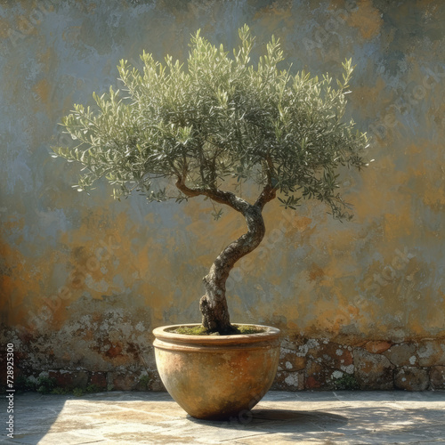 Tuscan Serenity: Olive Tree in Terracotta Urn