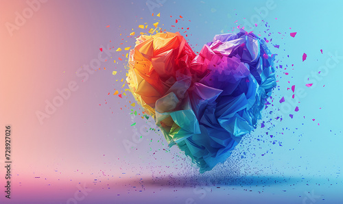 A graphic heart with rainbow colors, LGBTQ, pride 