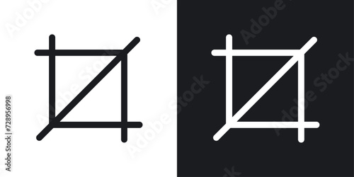 Crop Tool Icon Designed in a Line Style on White Background.