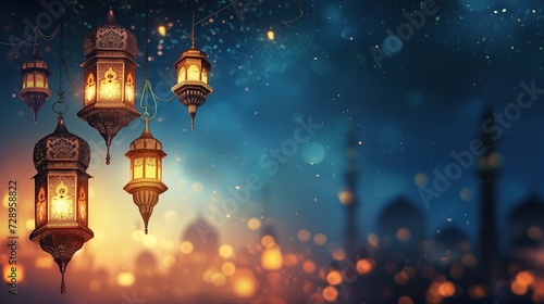 lantern in the night ramadan background islamic