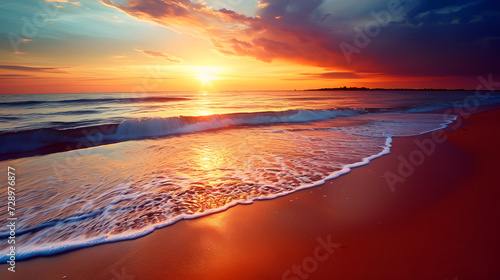 Sunset at the beach, background for computer, pc, laptop