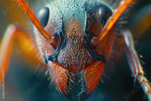 close up macro view of an ant
