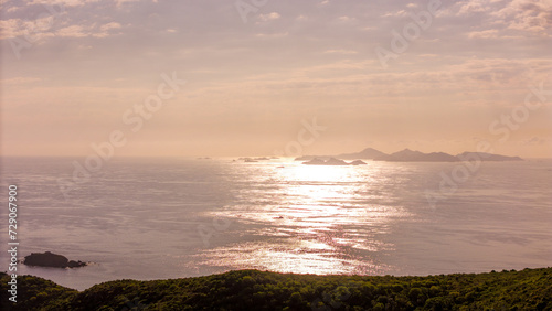 Sun rising over the island of Saint Barth in the Caribbean. Saint Barthélemy