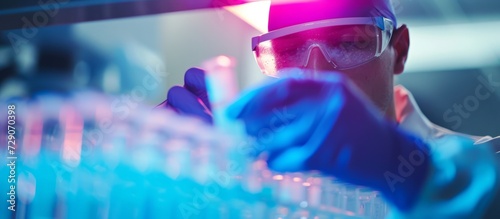 A scientist in a closeup shot doing gel electrophoresis for coronavirus research.