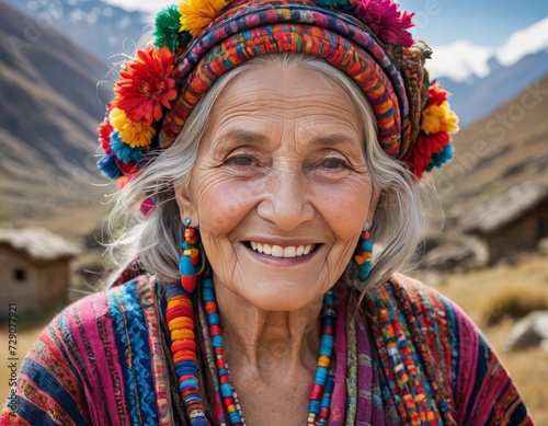 Threads of Time: Senior Woman in Andean Handmade Fabrics