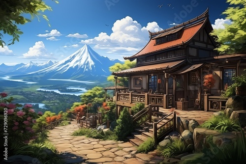 A charming anime tea house