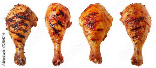 Tasty grilled chicken leg on transparent background