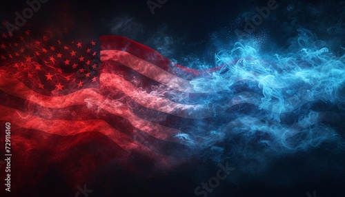 Foggy Flag A Patriotic Tribute to the American Dream Generative AI