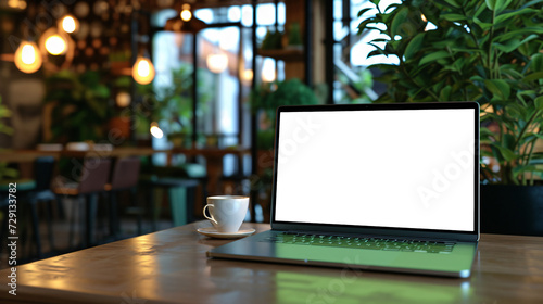 Laptop mockup with blank transparent screen.