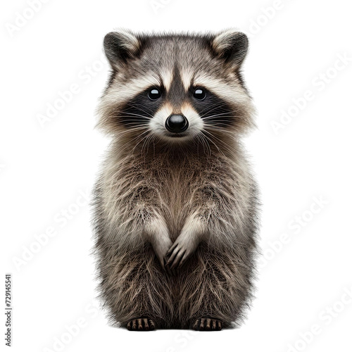 close up of a raccoon isolate on white
