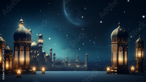 Arabic style border and lanterns