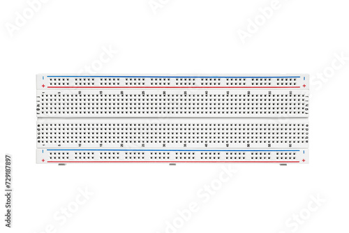Tie point solderless breadboard for building prototypes of electronic circuits isolated. Transparent PNG image.
