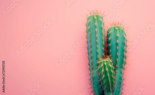 Green Cactus on Pink Background
