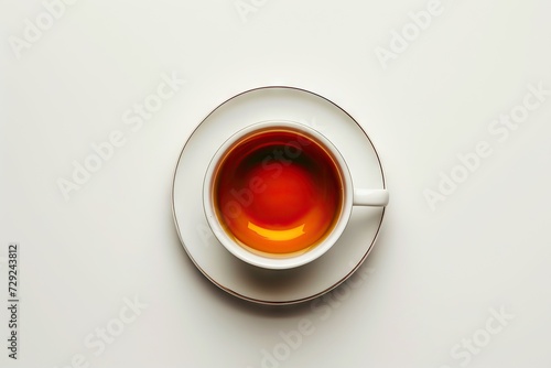 teacup, tea, top view, photorealistic, hd, masterpiece, creative, clean white background nikon