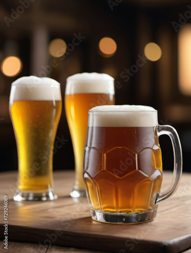 Photo Of Beer Drinks Sitting On A Wooden Table