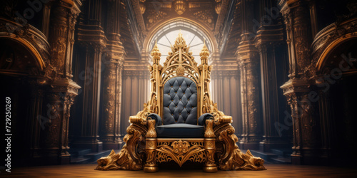 A golden chair in the throne room.