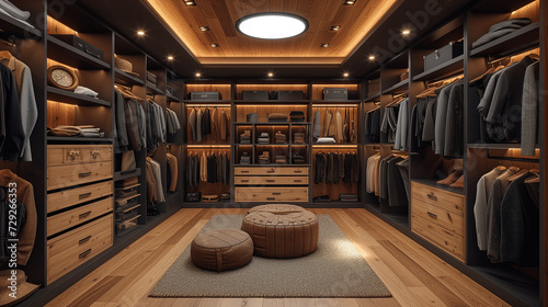 An impressive collection of tailored suits in gentleman's closet