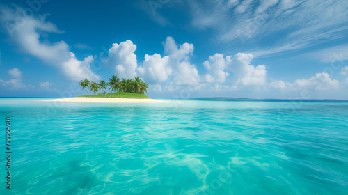 paradise exotic island and turquoise ocean. natural background, amazing landscape.