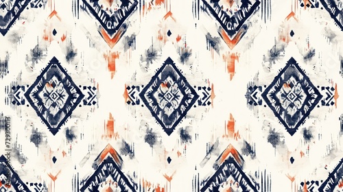Ikat geometric folklore ornament. Tribal ethnic texture. Striped pattern in Aztec style. Folk embroidery. Indian, Scandinavian rug.