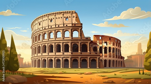 empty rome coliseum background in 3D cartoon