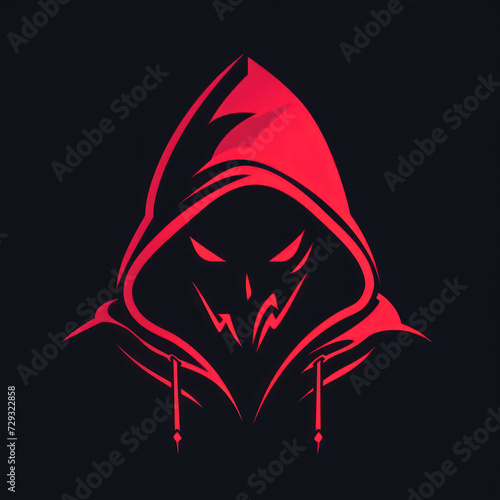 Red hacker Logo on black background - AI Generated Digital Art