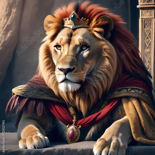 Um leão usando uma coroa