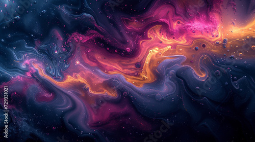 Celestial liquids colliding, creating breathtaking landscapes in the world of abstract marbling photography.
