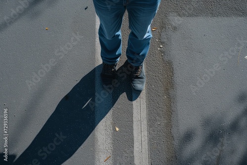Perfectly Symmetrical Photo Of A Man Attempting A Sobriety Test On The Roadside