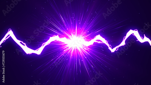 ぶつかって火花を飛ばす紫色の電撃