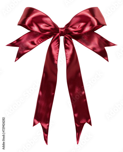 A bow with long trailing ribbons, elegant red silk.