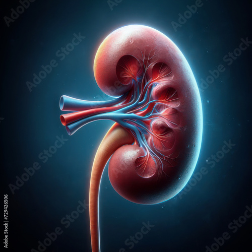 human kidney 3d renders realistic anatomy. human organ vector illustration