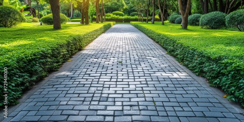 Driveway Or Walkway, Constructed With Ecoconscious Permeable Materials For Water Drainage. Сoncept Ecofriendly Driveway, Permeable Walkway, Sustainable Construction, Water Drainage Solutions