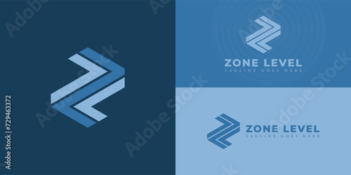 Abstract initial letter ZL or LZ logo in soft blue color isolated in multiple blue backgrounds applied for hiring technology logo also suitable for the brands or companies have initial name LZ or ZL