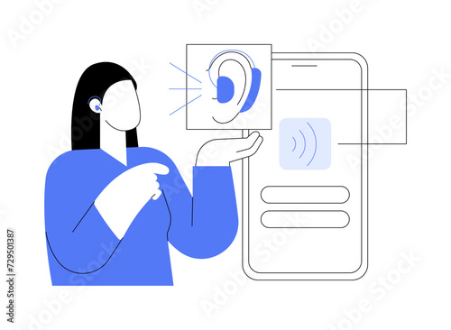 Hearing aids with phone compatibility isolated cartoon vector illustrations.