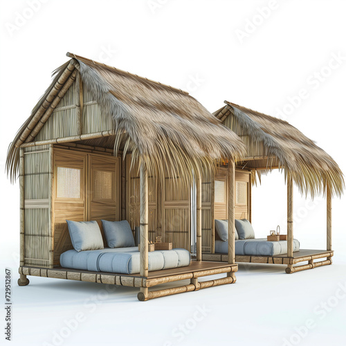 luxury tropical cabanas isolated