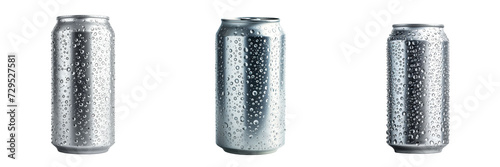 Soda Cans with Dew Set Isolated on Transparent or White Background, PNG