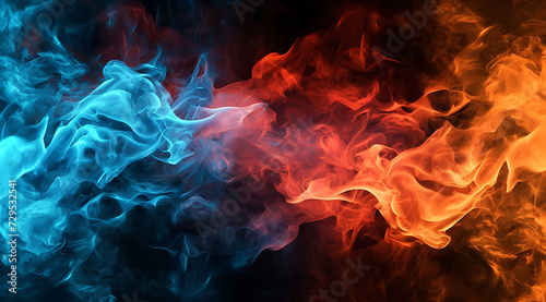 colorful hot flames on a black background in