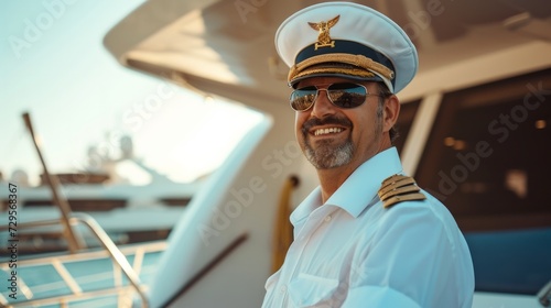 Ship captain wearing sunglasses