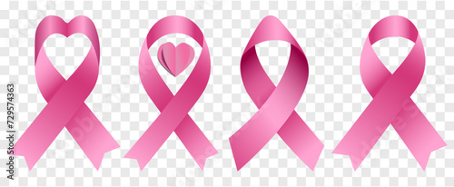 Listones rosas del Día Internacional de lucha contra el Cáncer de mama