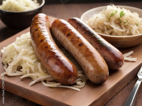 Sizzling Symphony: The Classic Duo of Bratwurst with Sauerkraut
