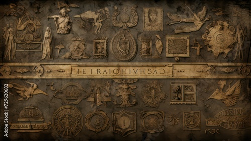 Background with old ancient roman signs created with Generative AI